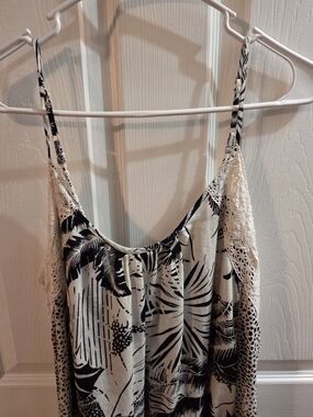 aerie Black & Cream Lace-Trim Maxi Dress